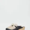 Billie Fur Clog on Platform in Indigo and Bone