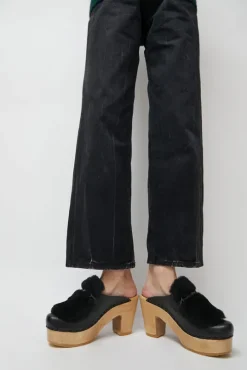 Billie Fur Clog on Platform in Black