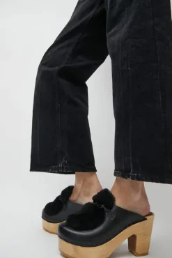 Billie Fur Clog on Platform in Black