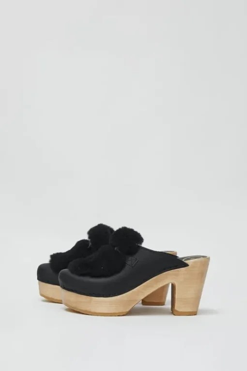 Billie Fur Clog on Platform in Black