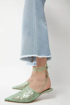 Bit Mules in Mint Sequin