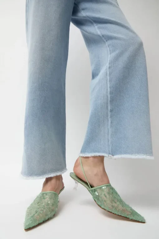 Bit Mules in Mint Sequin