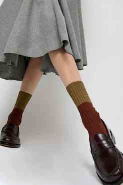Bitone Cotton Socks in Cocco