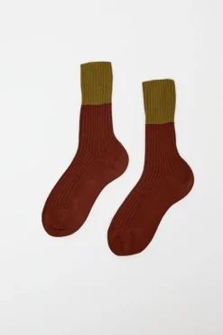 Bitone Cotton Socks in Cocco