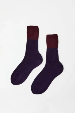 Bitone Cotton Socks in Dark Violet