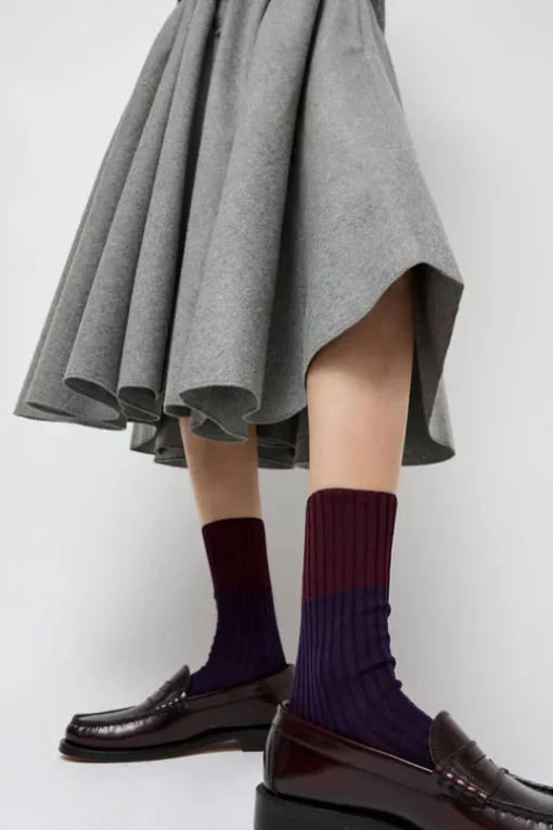 Bitone Cotton Socks in Dark Violet