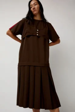 Box Pleat Dress in Mud