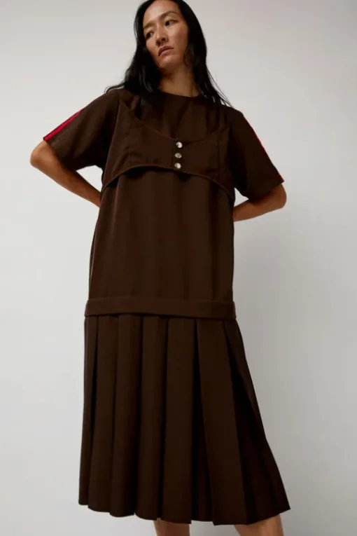 Box Pleat Dress in Mud