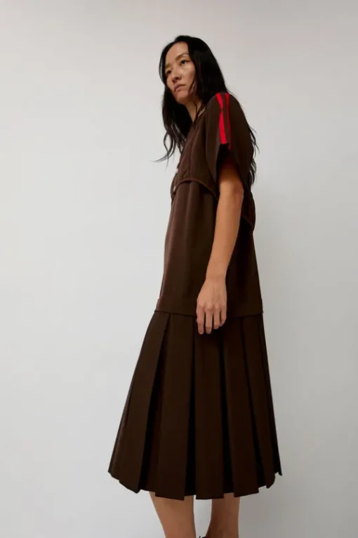 Box Pleat Dress in Mud