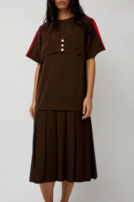 Box Pleat Dress in Mud