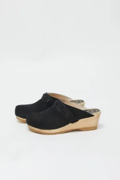 Bridget Clog on Mid Wedge in Black Suede