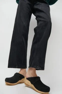 Bridget Clog on Mid Wedge in Black Suede