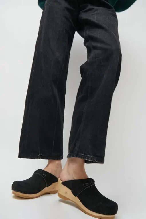 Bridget Clog on Mid Wedge in Black Suede