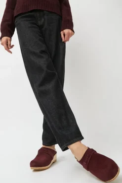 Bridget Clog on Mid Wedge in Burgundy Suede