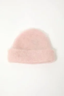 Brushed Mohair Beanie in Blush
