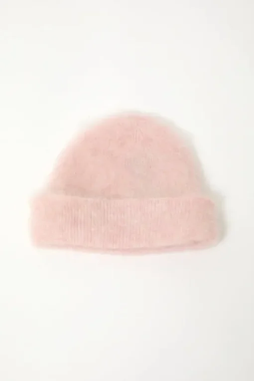 Brushed Mohair Beanie in Blush
