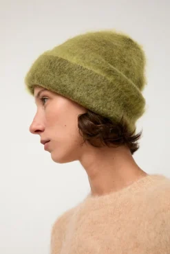 Brushed Mohair Beanie in Matcha