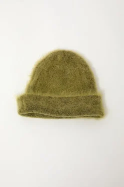 Brushed Mohair Beanie in Matcha