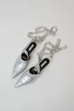 Byul Ribbon Mules in Silver