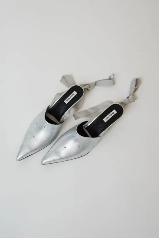 Byul Ribbon Mules in Silver