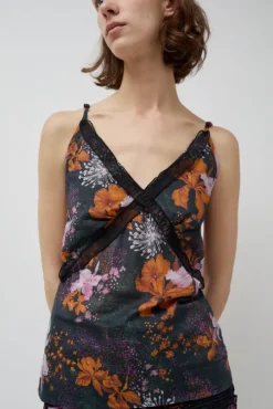 Camisole Top in Orange and Purple Flowers