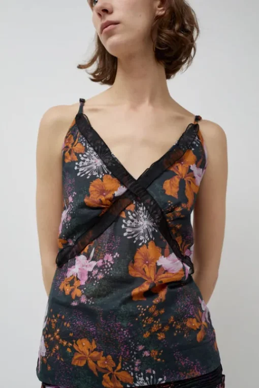 Camisole Top in Orange and Purple Flowers