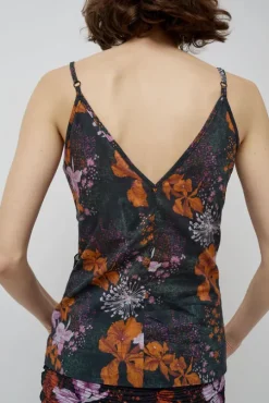 Camisole Top in Orange and Purple Flowers