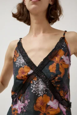 Camisole Top in Orange and Purple Flowers