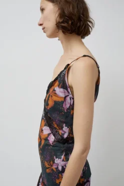 Camisole Top in Orange and Purple Flowers