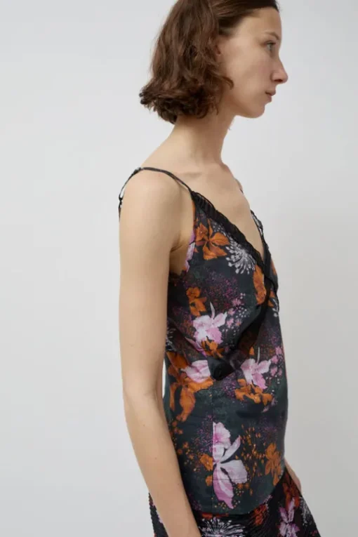 Camisole Top in Orange and Purple Flowers