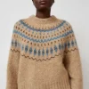 Cardiff Sweater in Camel and Blue