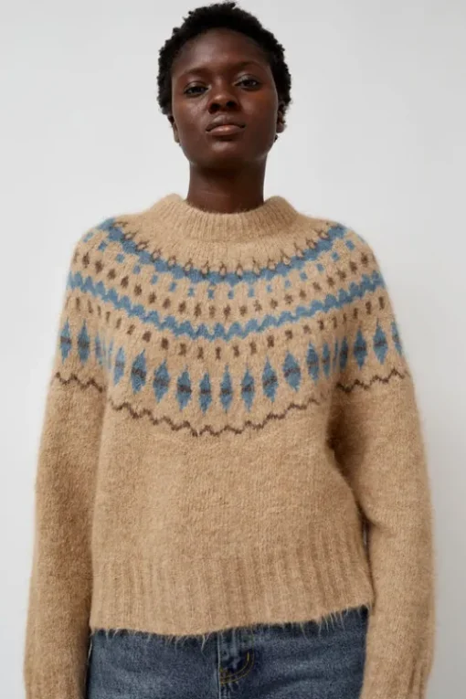 Cardiff Sweater in Camel and Blue