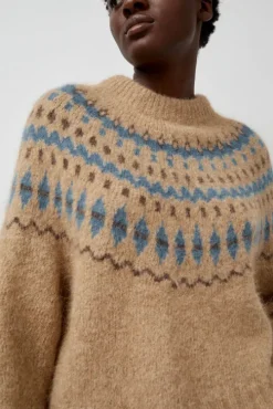 Cardiff Sweater in Camel and Blue