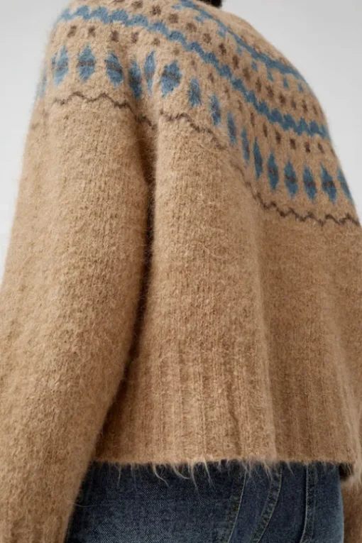 Cardiff Sweater in Camel and Blue