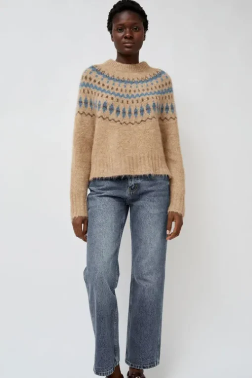 Cardiff Sweater in Camel and Blue