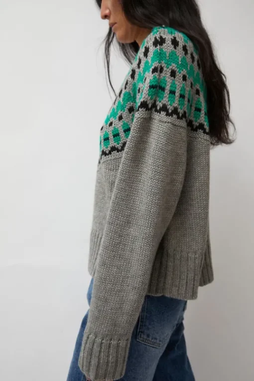 Cardiff Sweater in Grey and Green