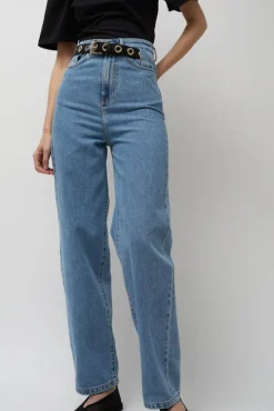 Carrot Leg Trousers in Classic Denim Blue
