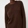 Cashmere Blend Crewneck Knit in Brown