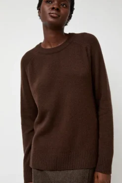 Cashmere Blend Crewneck Knit in Brown