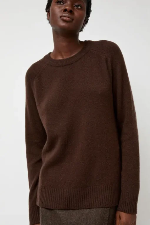 Cashmere Blend Crewneck Knit in Brown