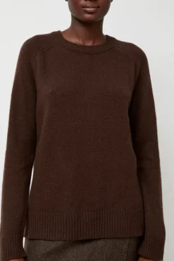 Cashmere Blend Crewneck Knit in Brown
