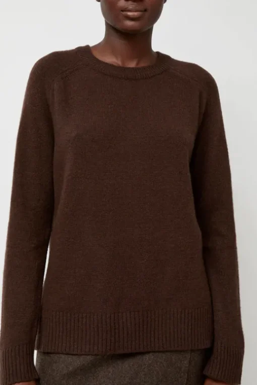 Cashmere Blend Crewneck Knit in Brown