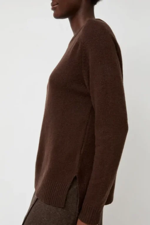 Cashmere Blend Crewneck Knit in Brown