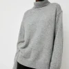 Cashmere Blend High Neck Knit in Gray