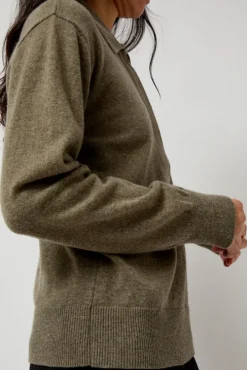 Cashmere Blend Polo Sweater in Greige