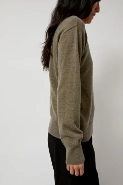 Cashmere Blend Polo Sweater in Greige