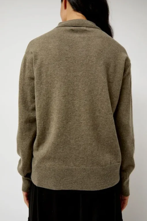 Cashmere Blend Polo Sweater in Greige