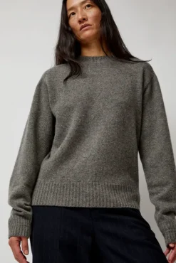 Cashmere Saddle Neck Sweater in Warm Grey