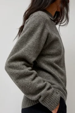 Cashmere Saddle Neck Sweater in Warm Grey