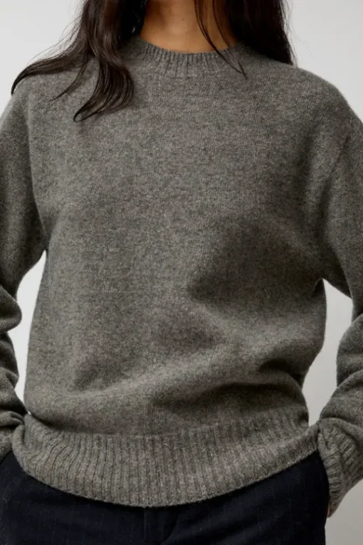 Cashmere Saddle Neck Sweater in Warm Grey
